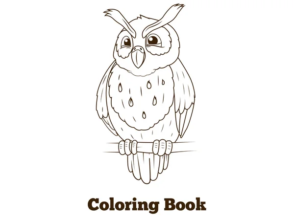 Libro para colorear bosque búho pájaro dibujos animados — Vector de stock