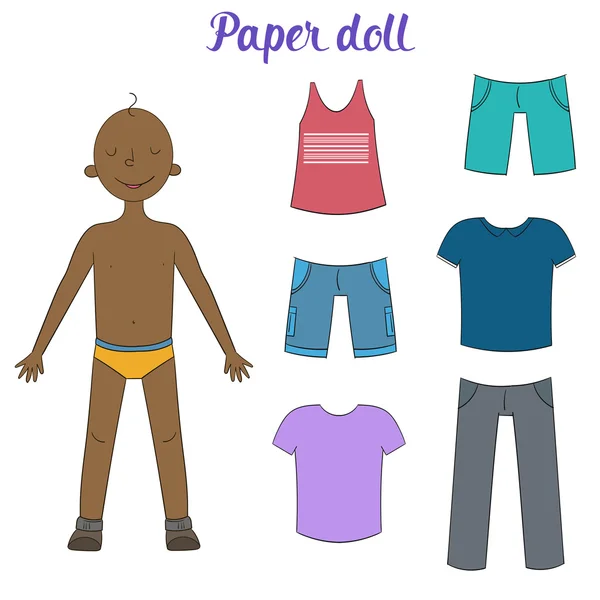 纸娃娃男孩和衣服矢量图 — 图库矢量图片