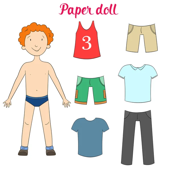 纸娃娃男孩和衣服矢量图 — 图库矢量图片