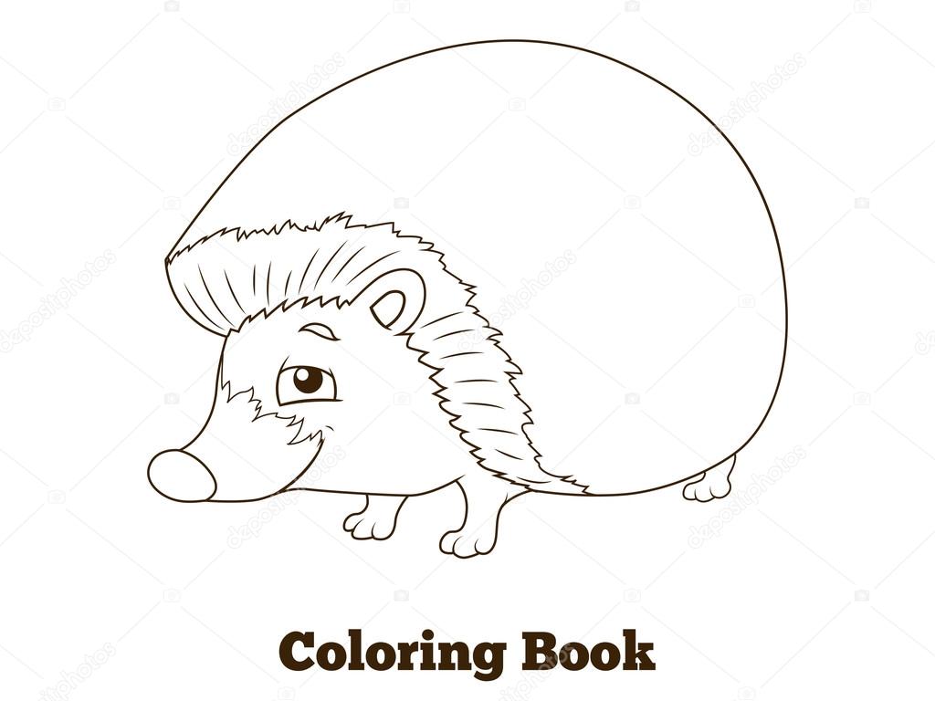Cartoni animati da colorare libro foresta animale riccio — Vettoriale Stock