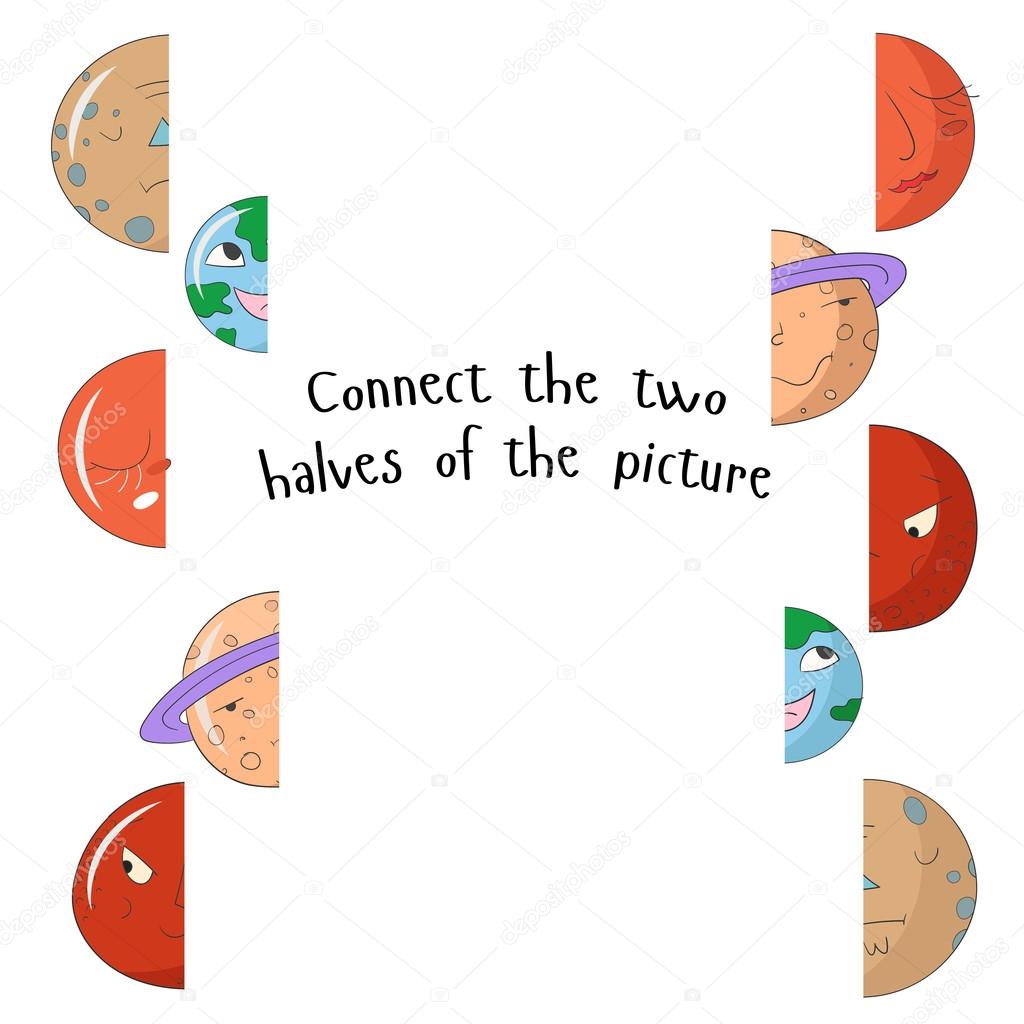 Educational game for children connect two parts