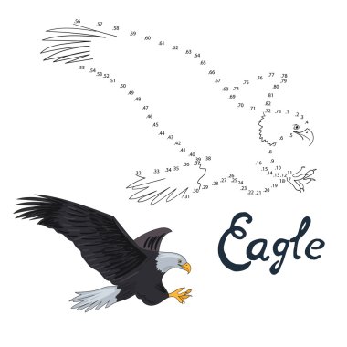 Educational game connect dots to draw eagle bird