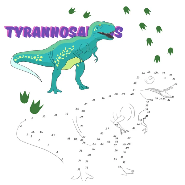 Eğitici bir oyun bağlantı noktaları dinozor çizmek için — Stok Vektör