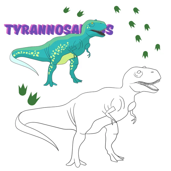 Jogo educativo colorir dinossauro livro —  Vetores de Stock