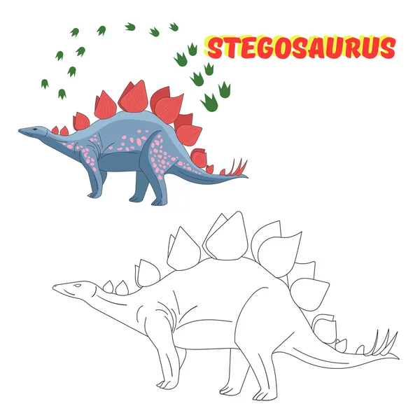 Jogo educativo colorir dinossauro livro — Vetor de Stock