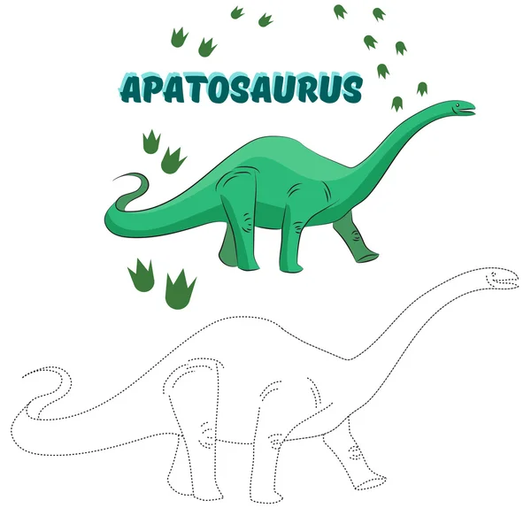 Jogo educativo conectar pontos para desenhar dinossauro — Vetor de Stock