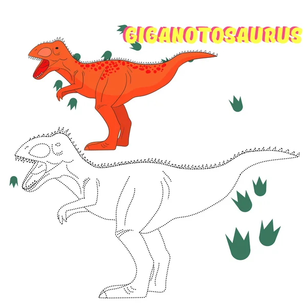 Lernspiel verbindet Punkte, um Dinosaurier zu zeichnen — Stockvektor