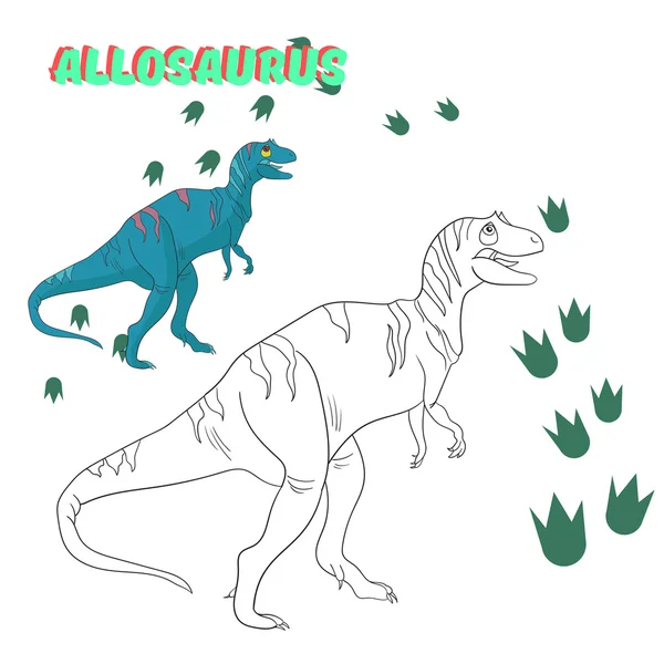 Lehrspiel Malbuch Dinosaurier-Vektor — Stockvektor
