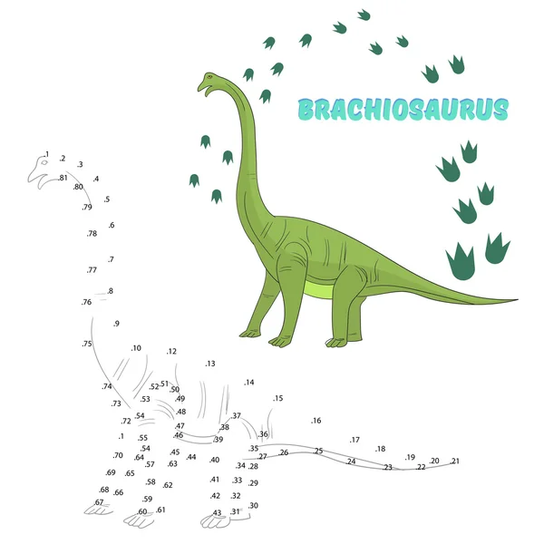 Εκπαιδευτικό παιχνίδι Συνδέστε τις κουκίδες για να χαράξουμε δεινόσαυρος — Διανυσματικό Αρχείο