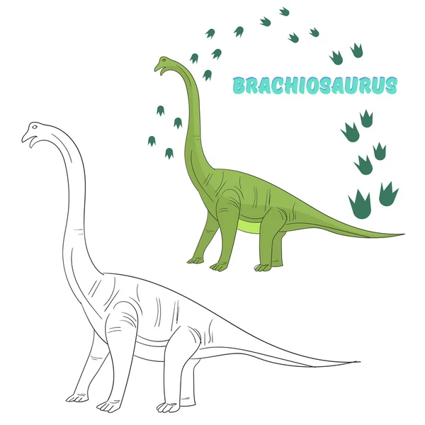 Edukacyjne gry kolorowanie książki dinozaur wektor — Wektor stockowy