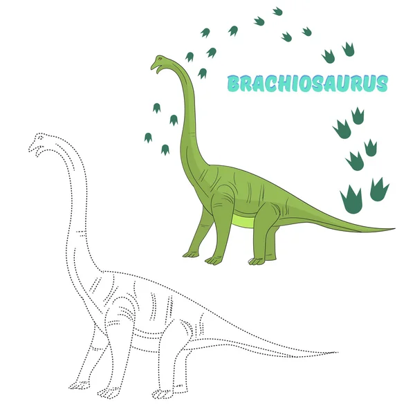 Vzdělávací hra připojit tečky nakreslit dinosaura — Stockový vektor