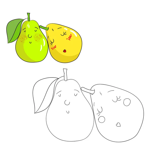 Jeu éducatif coloriage livre poire fruit vecteur — Image vectorielle