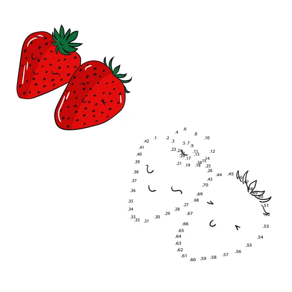 Pedagogiska spel ansluta prickar draw jordgubb — Stock vektor