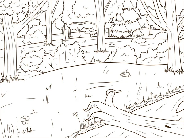 Forêt dessin animé coloriage livre vecteur — Image vectorielle