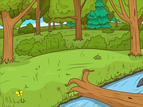 Bosque de dibujos animados juego educativo vector de ilustración — Archivo Imágenes Vectoriales