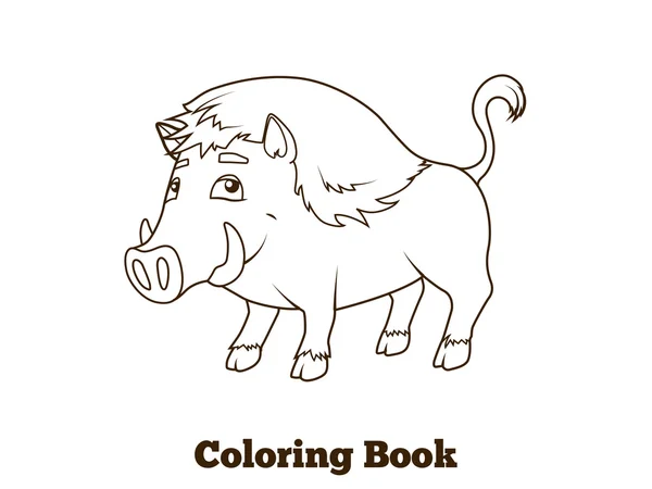 Forêt animal sanglier dessin animé coloriage livre vecteur — Image vectorielle