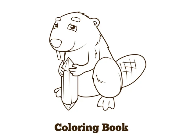 Floresta animal castor cartoon colorir livro vetor — Vetor de Stock