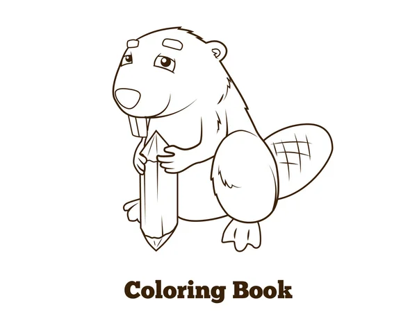 Skogen djur bäver cartoon coloring bok vektor — Stock vektor