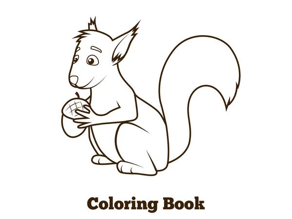 Floresta esquilo desenho animado colorir livro vetor — Vetor de Stock