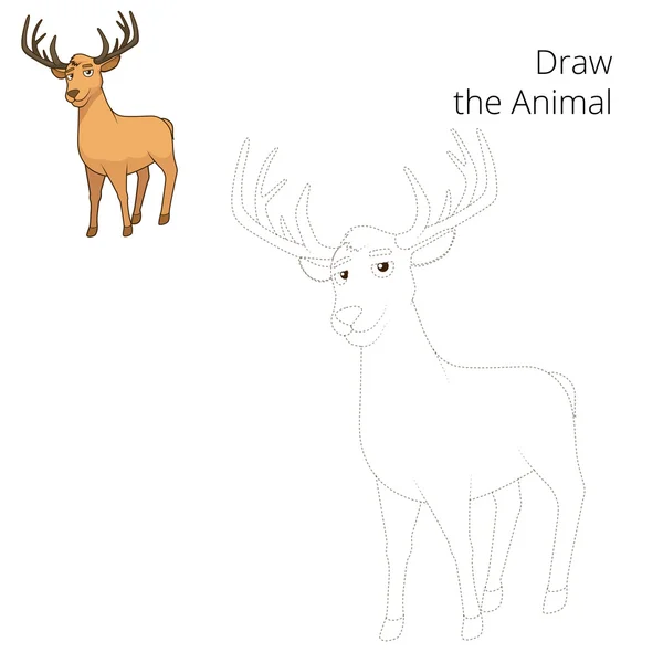 Zeichnen Wald Tier Hirsch Cartoon-Vektor — Stockvektor