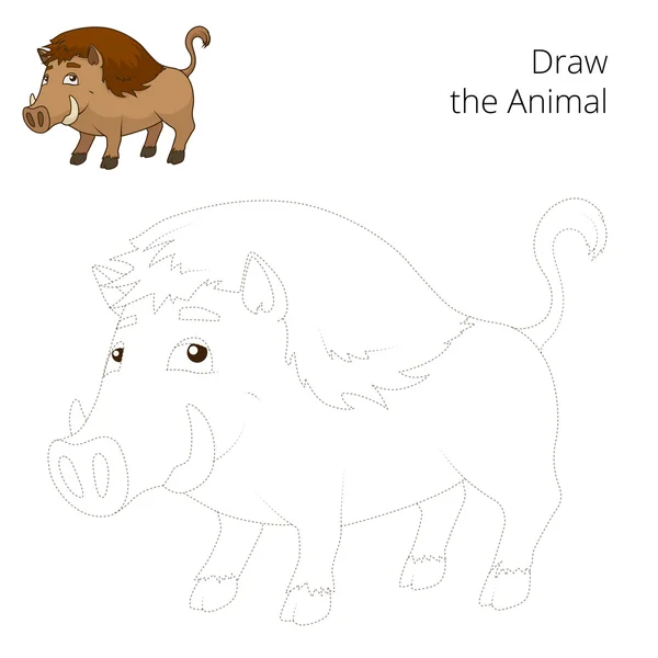 Desenhe a floresta animal javali cartoon vector — Vetor de Stock