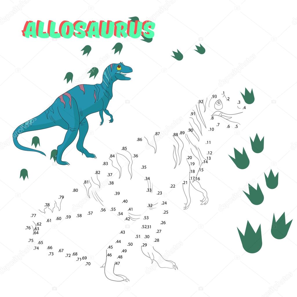 Jogo educativo conectar pontos para desenhar dinossauro imagem vetorial de  AlexanderPokusay© 87433302