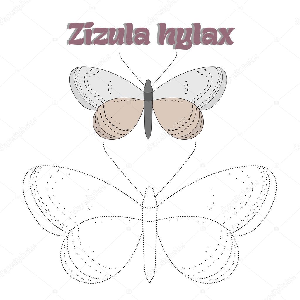 Jeu éducatif relier les points pour dessiner le papillon — Image