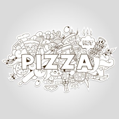 Başlık tasarlamak vektör pizza el çekilmiş