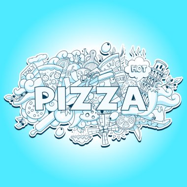 Başlık tasarlamak vektör pizza el çekilmiş