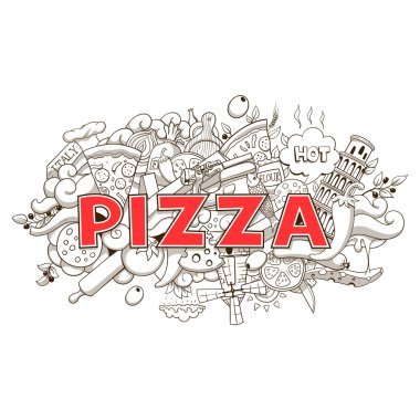Başlık tasarlamak vektör pizza el çekilmiş