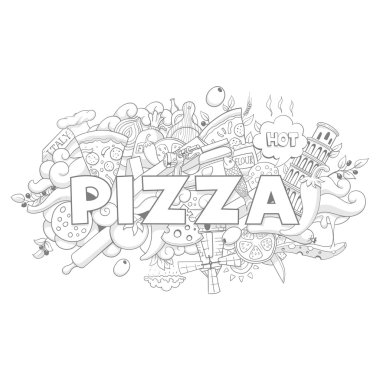 Başlık tasarlamak vektör pizza el çekilmiş