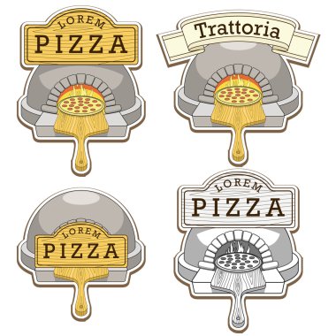 Trattoria pizza fırın amblemi tasarlamak vektör