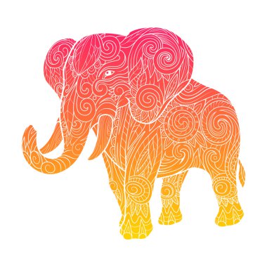 Fil etnik vektör çizim süsleme