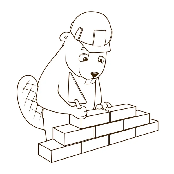 Construtor de castores colorir livro vetor ilustração —  Vetores de Stock