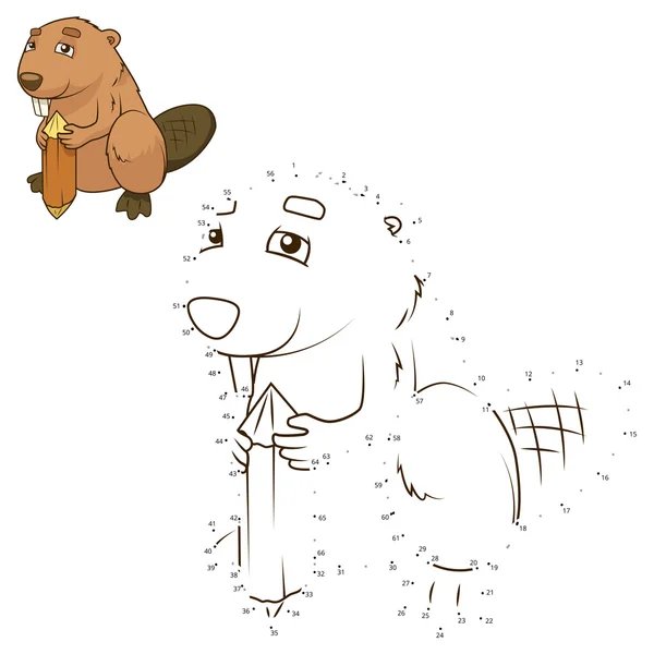 Spojte tečky kreslení zvířat vzdělávací hra — Stockový vektor