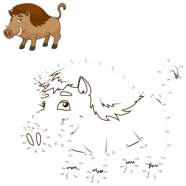 Spojte tečky kreslení zvířat vzdělávací hra — Stockový vektor