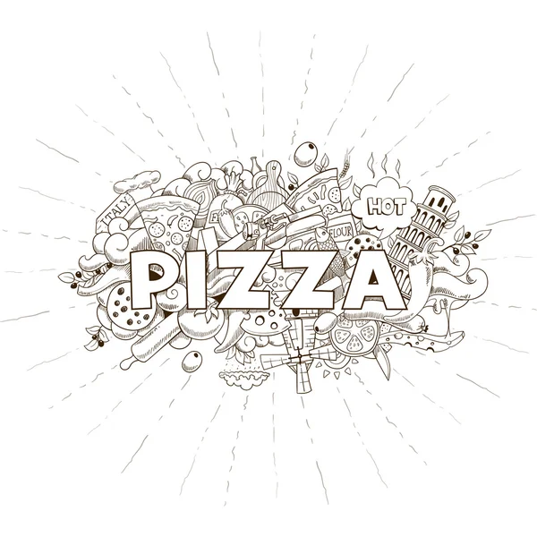 Pizza teslim çizilmiş başlık tasarlamak vektör — Stok Vektör
