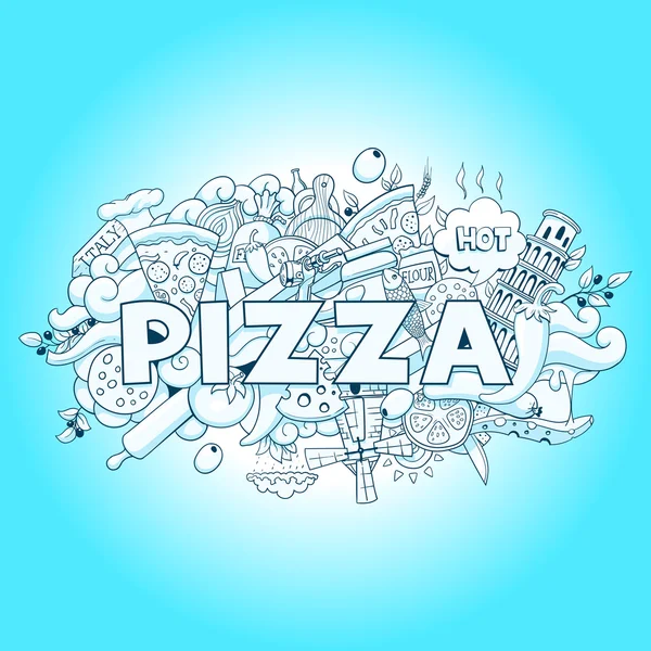 Pizza dibujado a mano título diseño vector ilustración — Vector de stock