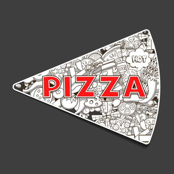 Pizza hand getekend titel ontwerp vectorillustratie — Stockvector