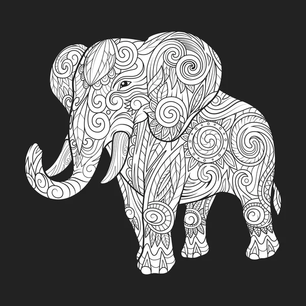 Olifant ornament etnische vectorillustratie — Stockvector