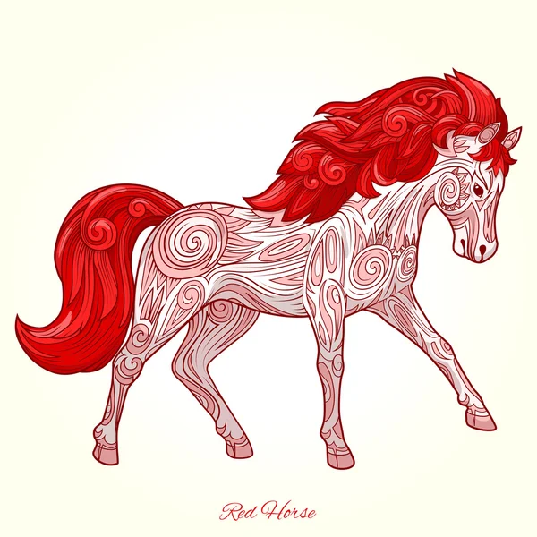 Ilustração do vetor de ornamento desenhado à mão de cavalo — Vetor de Stock