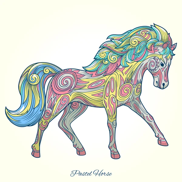 Cavallo disegnato a mano ornamento vettoriale illustrazione — Vettoriale Stock