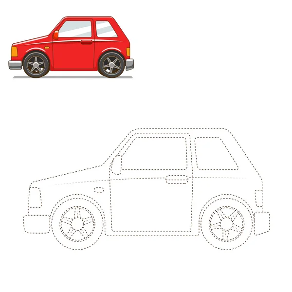 Dibujar coche juego educativo vector ilustración — Vector de stock