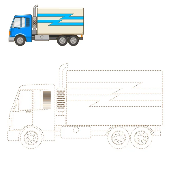 Draw truck educational game vector illustration — Stock Vector
