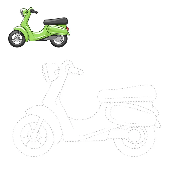 Conectar puntos para dibujar scooter juego educativo — Archivo Imágenes Vectoriales