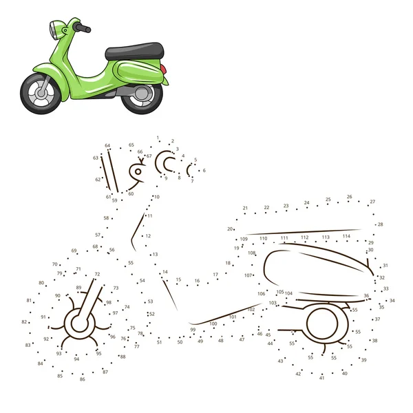 З'єднати точки, щоб намалювати навчальну гру скутера — стоковий вектор