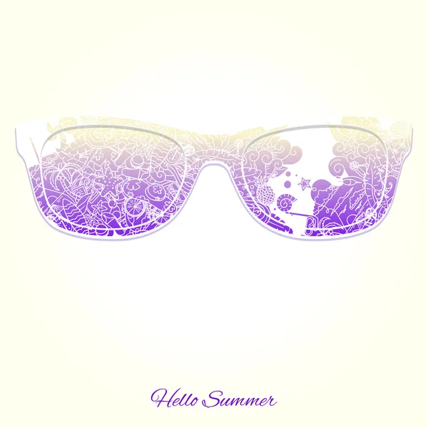 Hola verano gafas de sol diseño vector ilustración — Vector de stock