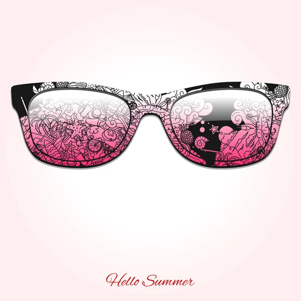 Hola verano gafas de sol diseño vector ilustración — Vector de stock