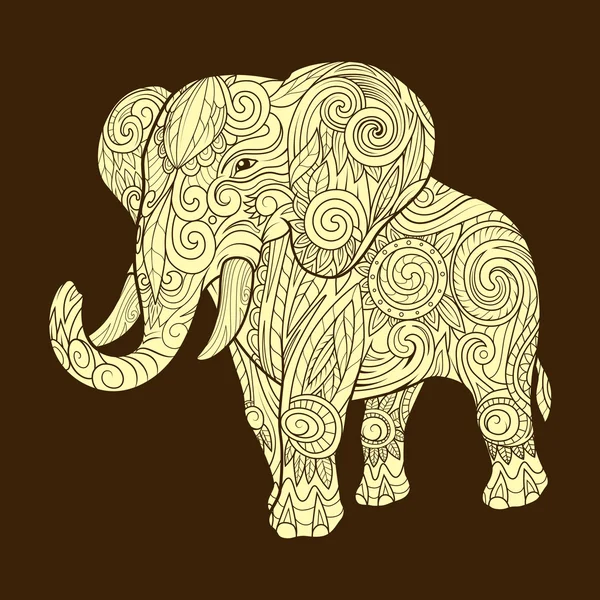 Elefante ornamento vector étnico ilustración — Archivo Imágenes Vectoriales