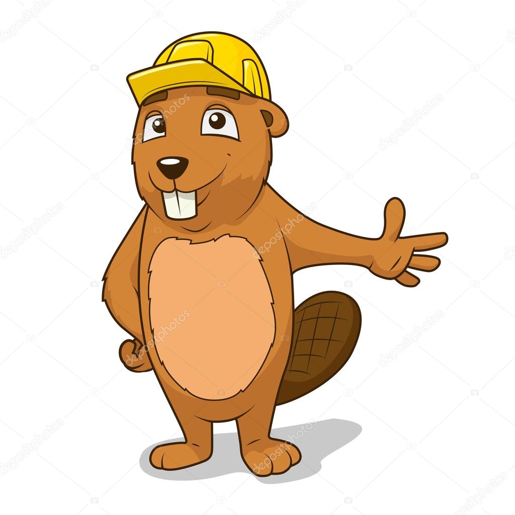 Beaver builder colorful cartoon character vector illustration
